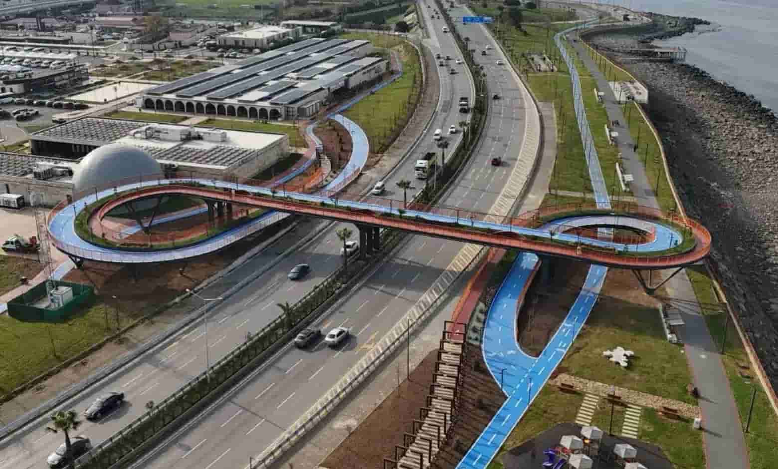 Trabzon’da hizmete giren Pazarkapı Ekolojik Köprü havadan görünüm