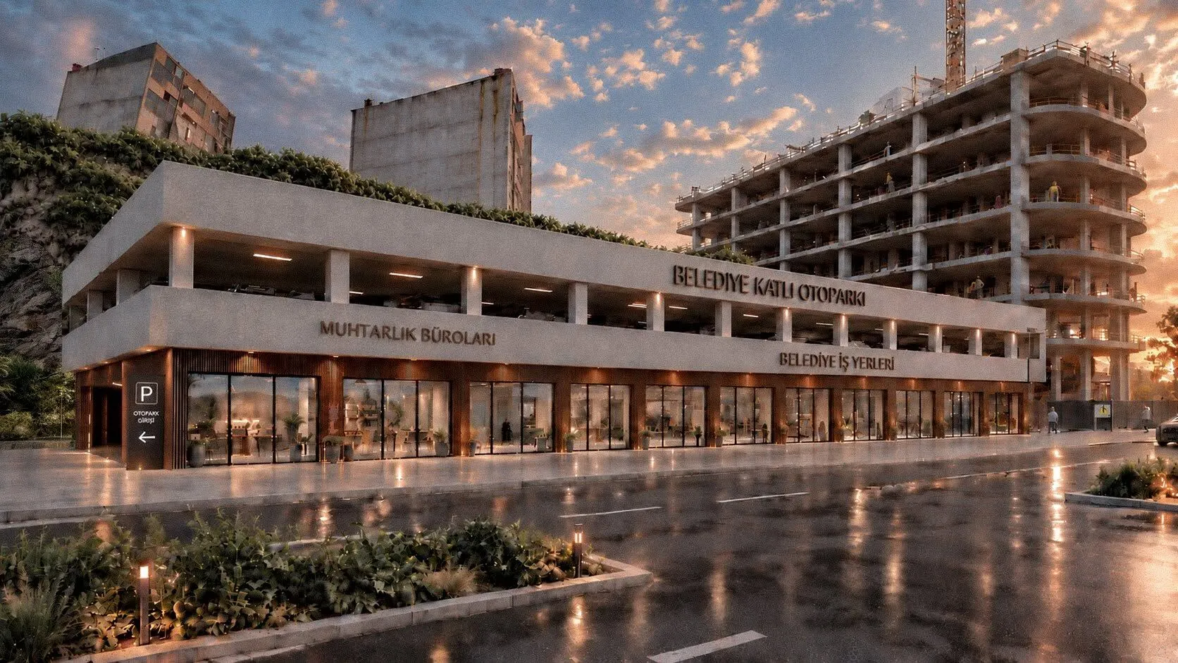 Yomra Kaşüstü Mahallesi'nde hafriyat çalışmaları tamamlanan otopark ve yaşam alanı projesinin bulunduğu alan