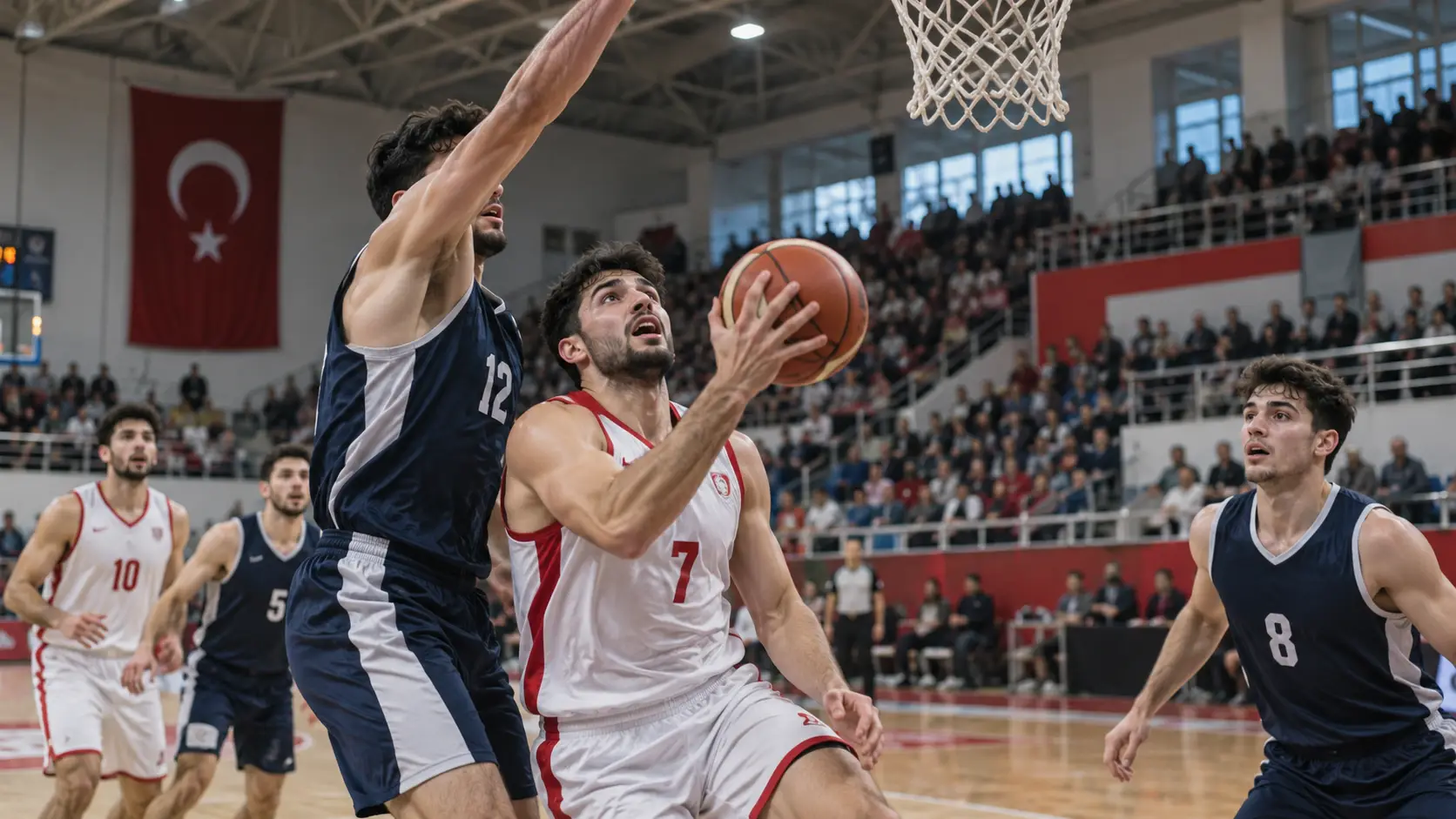 Trabzonspor Basketbol takımı Biotekno Körfez Basket karşısında 89-83 galibiyet elde ederken