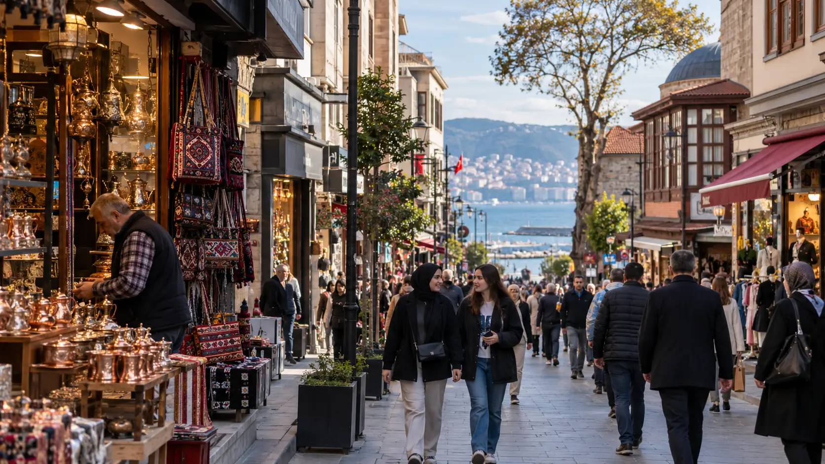 Trabzon’da palamut, hamsi ve diğer balıkların bulunduğu balıkçı tezgâhı